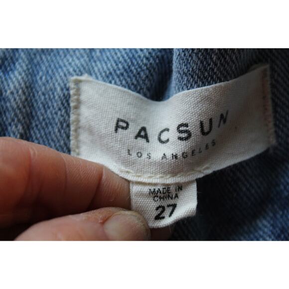 PacSun Denim Overalls Light Wash Adjustable Straps Straight Leg Women’s Size 27 - Picture 5 of 6
